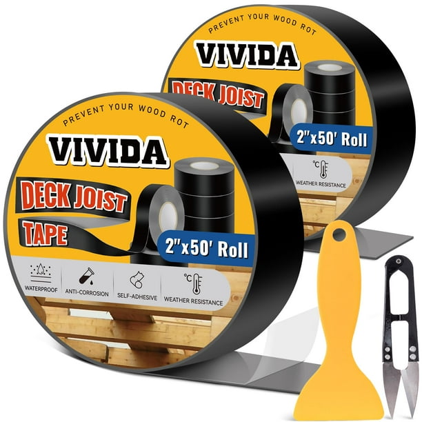 Cinta adhesiva para viguetas de cubierta VIVIDA, resistente al agua, de butilo, 2 x 50 pies (2 rollos)