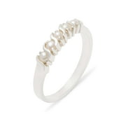 LBG PRODUCTS LBG British Made 9k White Gold Cultured Pearl Womens Eternity Ring - 33 size options - Sizes 4 to 12 Available