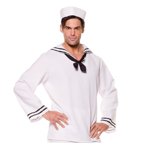UNDERWRAPS Mens Captain Sailor Shirt - Mens Halloween Costumes for Adults, Sailor Costume for Men, Adult Cosplay Costume, Sailor Captain with Hat (Medium 8-10)