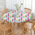 thumbnail image 3 of 44in Round Tablecloth with Elastic Edge, Waterproof Fitted Table Cover for 36-44" Tables, Pineapple Theme Polyester Reusable Table Cloths Wipe Clean for Picnic, Dining, Outdoor Use and Party Decor, 3 of 7