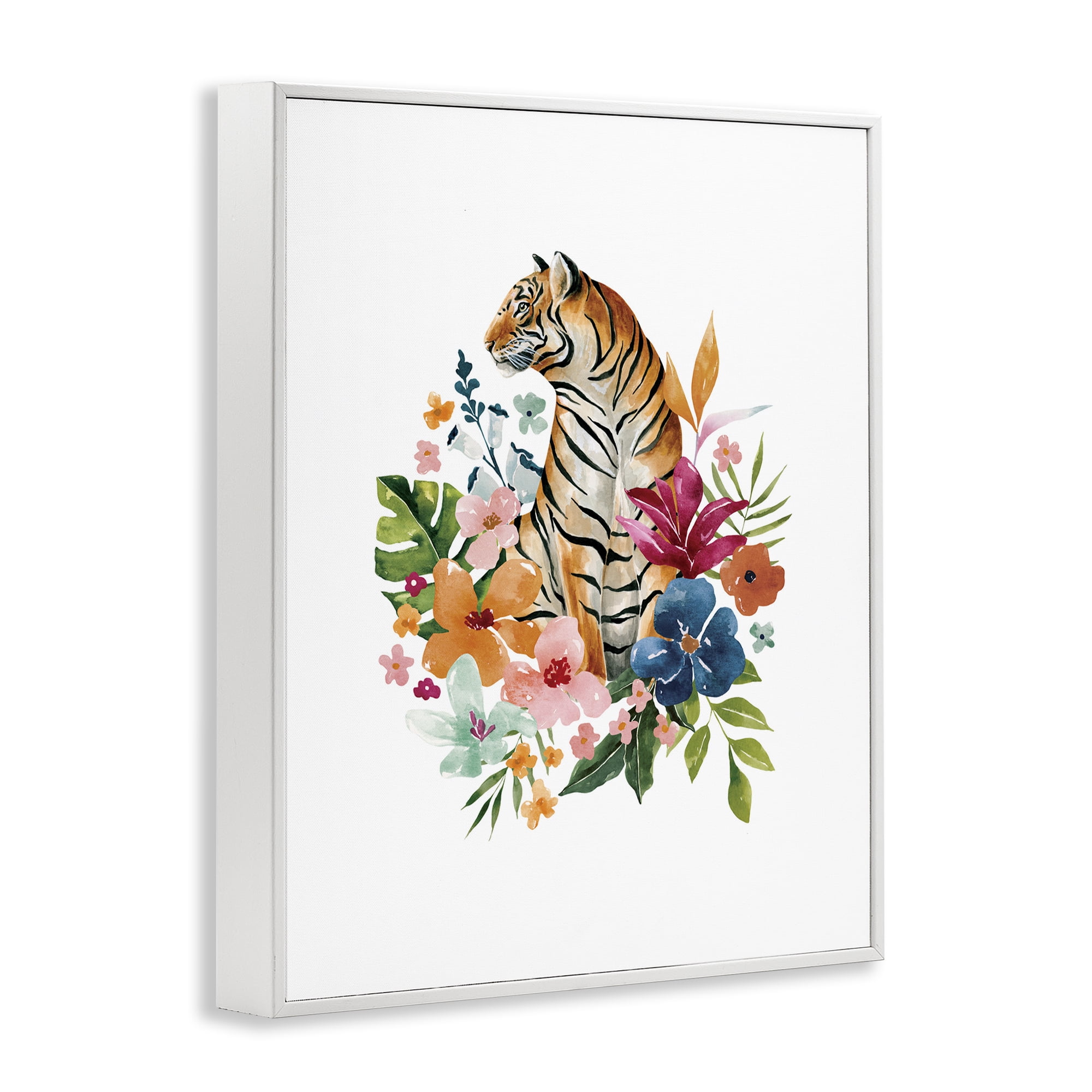 Stupell Industries Tropical Jungle Tiger White Framed Giclee Art, design by Bethany Sandoval