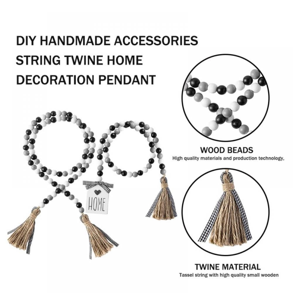 Farmhouse Tray Hanging Pendant Easter Beads Wood Bead Garland Tassels String Farmhouse Tray Hanging Pendant Easter Beads Wood Bead Garland Tassels String