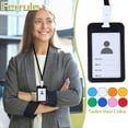 thumbnail image 2 of Id Badge Card Holder,Plastic Vertical Double Sided Name Card Badge Holder with Lanyard for School Business Office, 2 of 2
