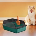 thumbnail image 6 of Cat Litter Tray Open Top High Sides Semi Enclosed Space Saving Sturdy Dark Green, 6 of 8