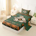 thumbnail image 2 of jejeloiu Earthy Tribal Twin Sheets,Native Print Bedding For Boys,Green Orange,3 Pieces,1 Fitted Sheet and 1 Pillowcase, 2 of 6