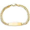 thumbnail image 3 of Solid 14k Yellow Gold Soft Diamond Shape Flat Curb Link ID Bracelet - 8" - 7.9gm, 3 of 6
