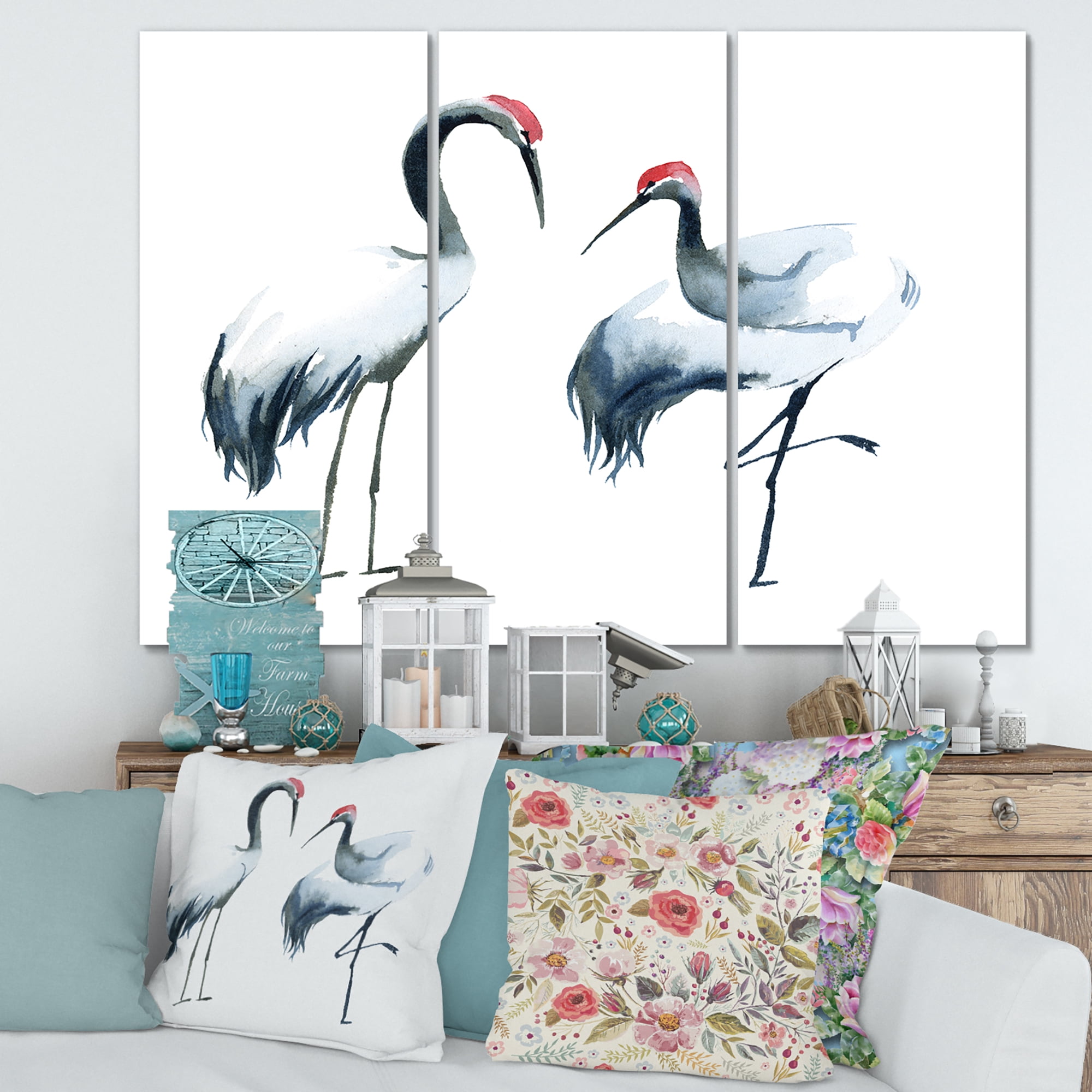 Designart ' Two Monochrome Shadoofs ' Farmhouse Canvas Wall Art Print