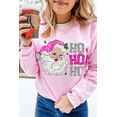 thumbnail image 2 of Casual Long Sleeve Graphic Sweatshirt for Christmas - Pink HO HO HO Design | [ZhiHiMeRi] | (US 16-18)XL, 2 of 6