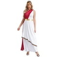 thumbnail image 2 of CHICTRY Women Greek Toga Roman Hero Queen Tunic One Shoulder Ruffles Maxi Gown Dress Burgundy S, 2 of 7