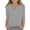 Grey, variant on Petite Fit Shirt Button down V Neck 3/4 Sleeve Cute Casual Blouse Top Green 110