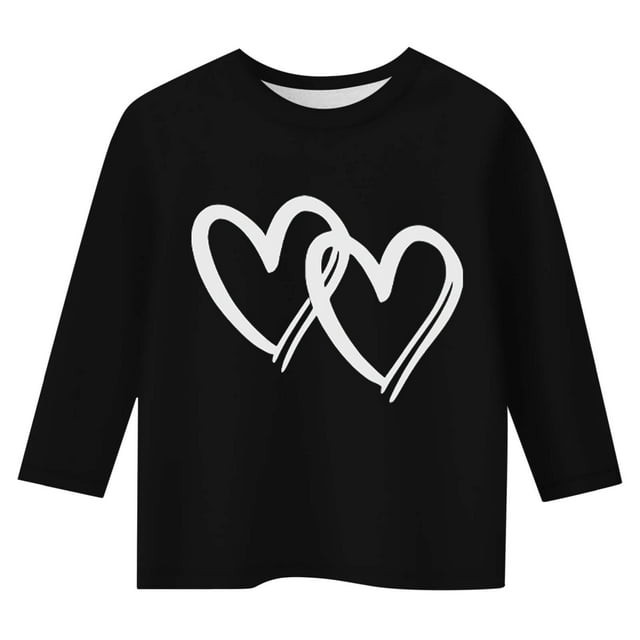 MEZZALL T-Shirt de Loisirs pour Enfants Imprimé Cœur Col Rond Manches 3/4 T-Shirt Classique, 10-11 Ans
