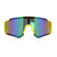 thumbnail image 5 of Boys Color Mirror 80s Paint Splatter Print Plastic Rimless Shield Sport Sunglasses Yellow - Green Mirror, 5 of 8