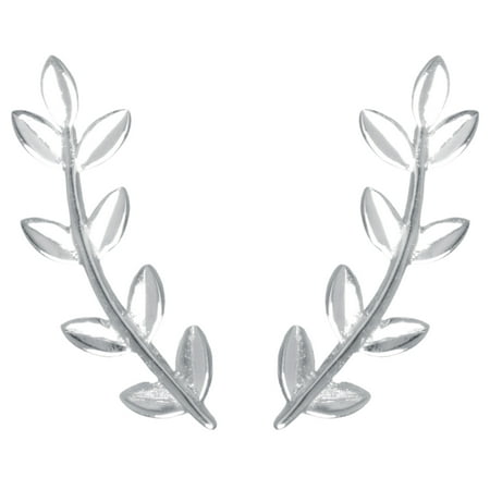 Marisol & Poppy Leaf Ear Climber in Polished Sterling Silver for Women, Teen