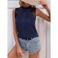 thumbnail image 6 of Women'S Lace Sleeveless Tops Pleated Summer Tank Tops 2025 Dressy Casual Sleeveless Shirts Blouse Navy Blue XL, 6 of 9