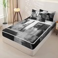 thumbnail image 2 of Homewish Watercolor Block Zipper Twin Comforter Sets with Fitted Sheet and 2 Pillowcases,Abstract Grunge Zipper Bedding Set,Gray,Black Reversible,4pcs, 2 of 8
