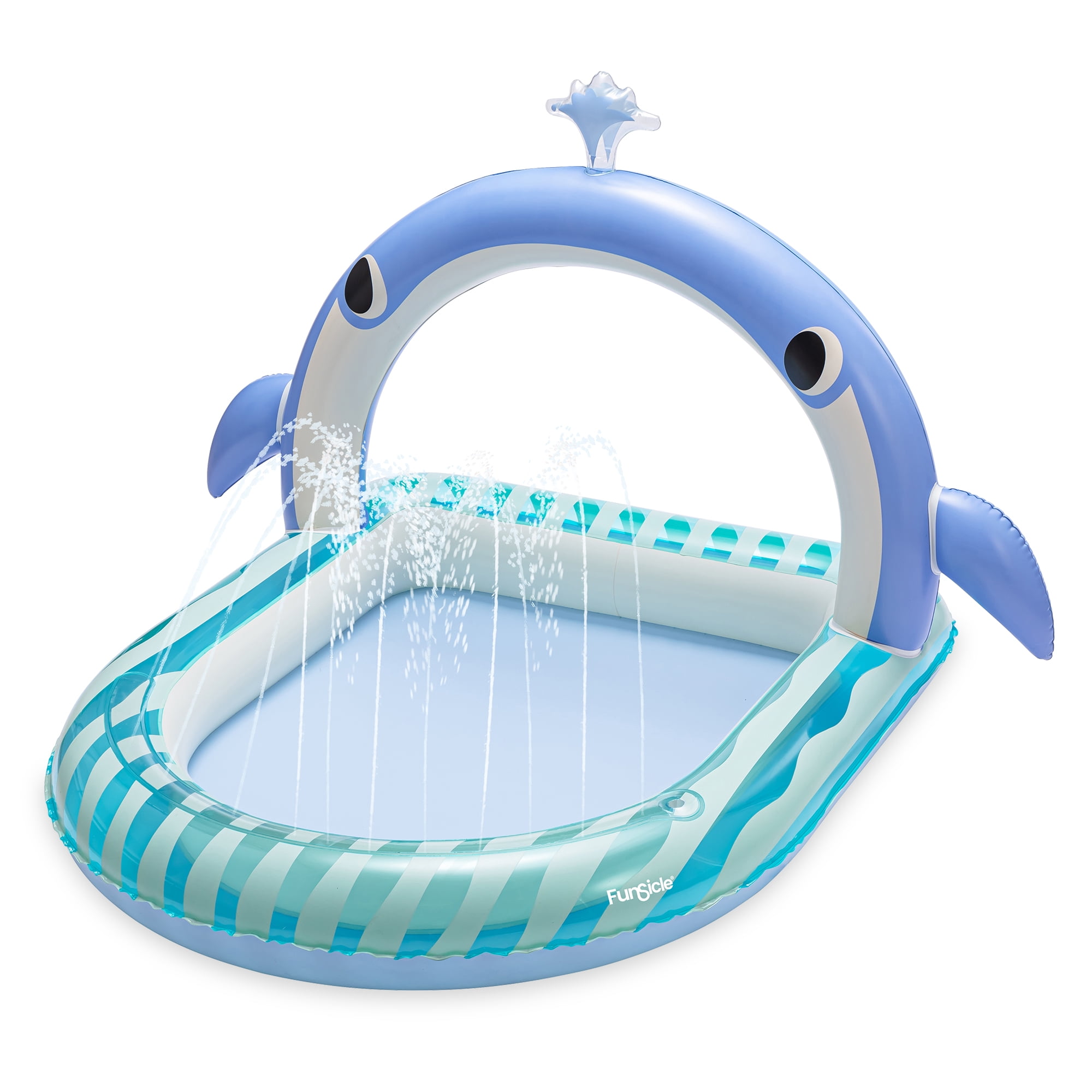 Funsicle Whale Tale Arch Spray Inflatable Kids Pool, 57" x 66" x 41", Age 2 & up