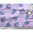 thumbnail image 3 of Soimoi Purple Cotton Jersey Fabric Leaves & Alba Rose Floral Printed Fabric 1 Yard 58 Inch Wide, 3 of 3