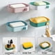 thumbnail image 4 of Toystoory Caja de jabonera montada en la pared Perforación libre Soporte de bandeja de drenaje de 2 capas Estante de almacenamiento para inodoro de baño Juegos de accesorios de baño Rosado Toystoory HA000549-04B, 4 of 6