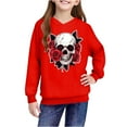 thumbnail image 5 of bbymog Boys Girls Halloween Funny Skull Hoodies Casual Long Sleeve Hoodie Sweatshirts for Teen Girls Cute Boys Sweatshirts Red D 9 Years, 5 of 10