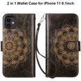 thumbnail image 6 of 2-in-1 Case for iPhone 11 Case Wallet Credit Card Holder ID Slot Detachable Hybrid Protective Slim Hard Shell Magnetic PU Leather Folio Pocket Flip Cover for iPhone 11 6.1 inch Mandala Gray, 6 of 15