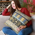 thumbnail image 2 of Plutus Brands Blue Plutus Unique Lanes Border Luxury Throw Pillow 18 in x 18in, Double Sided 18" x 18", 2 of 2