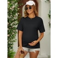thumbnail image 2 of DARING DIVA Women's Maternity Hidden Zipper Cotton Short Sleeve Nursing Tops S Black, 2 of 7