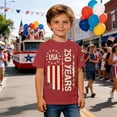 thumbnail image 5 of ibiyuan America 250 Tshirt Kids Red White and Blue America 250 Boys T Shirts Crewneck Casual Short Sleeve Patriotic Tee Family Vacation Trip Tee, 5 of 6