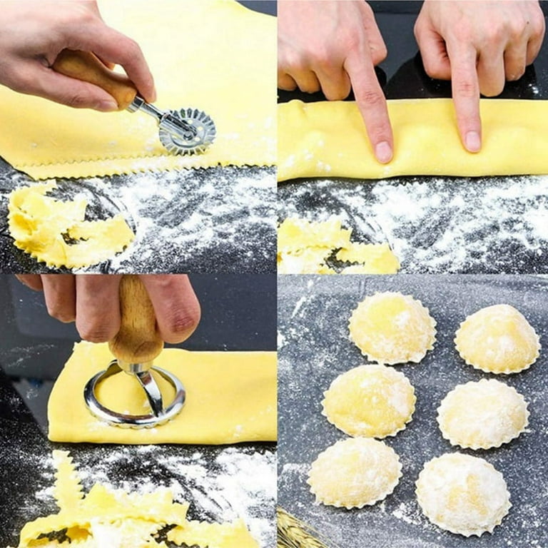 Pasta Cutter,Ravioli Cutter Set, Ravioli Stamp Maker Cutter with Pasta  Cutter Wheel,Mini Rolling Pin - Great for Ravioli, Pasta, Dumpling Lasagna