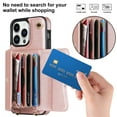 thumbnail image 2 of ELEHOLD for iPhone 11 Pro Multi-Functional Wallet Case Organ Card Slots RFID Blocking Stand Function Wrist Strap Crossbody Shoulder Strap Shockproof Purse Case,rosegold, 2 of 8