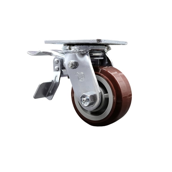 4 Inch Polyurethane Swivel Caster with Ball Bearing and Total Lock Brake SCC