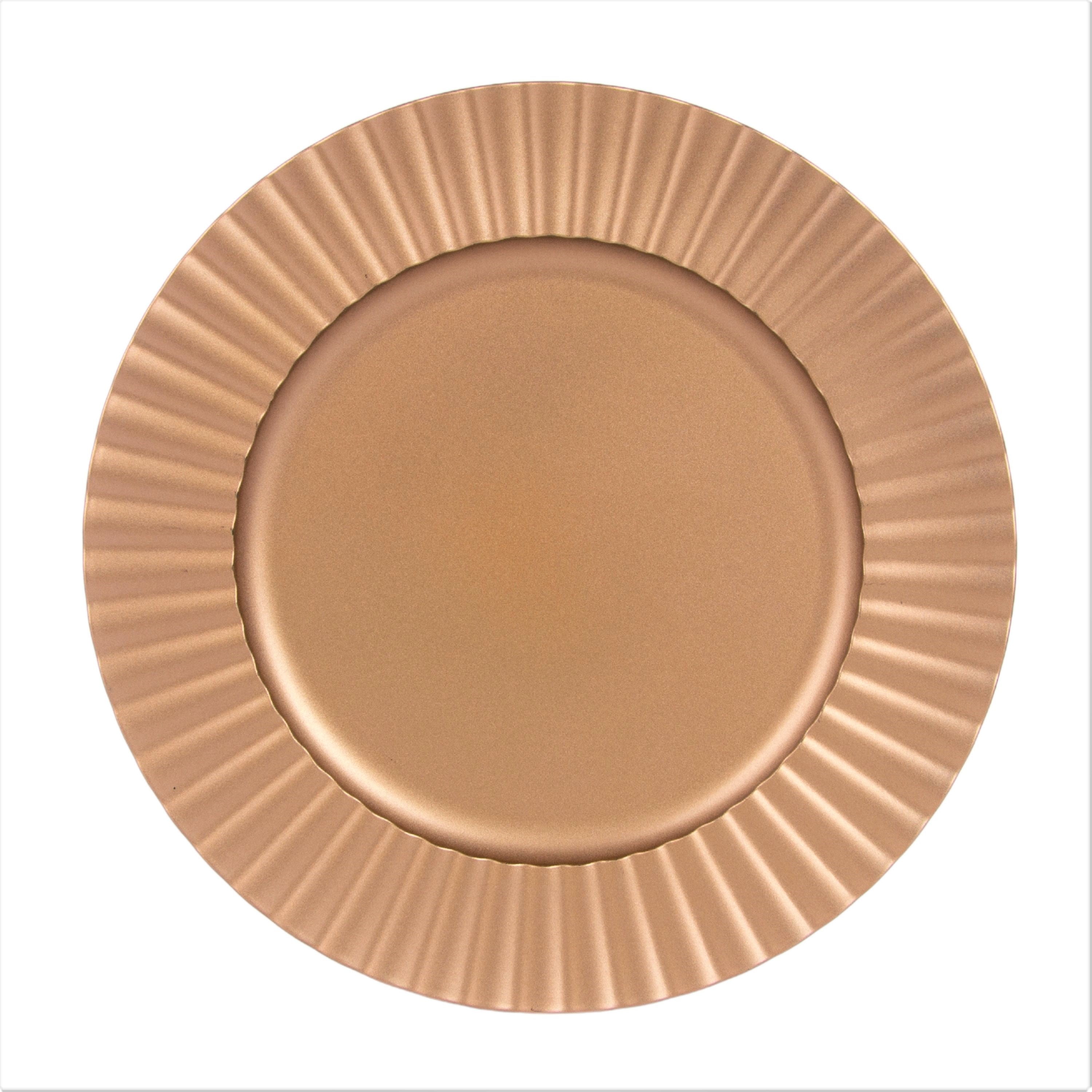 10 Strawberry Street Matte Rose Gold Sunburst 13" Round Lacquer Charger, Set of 12