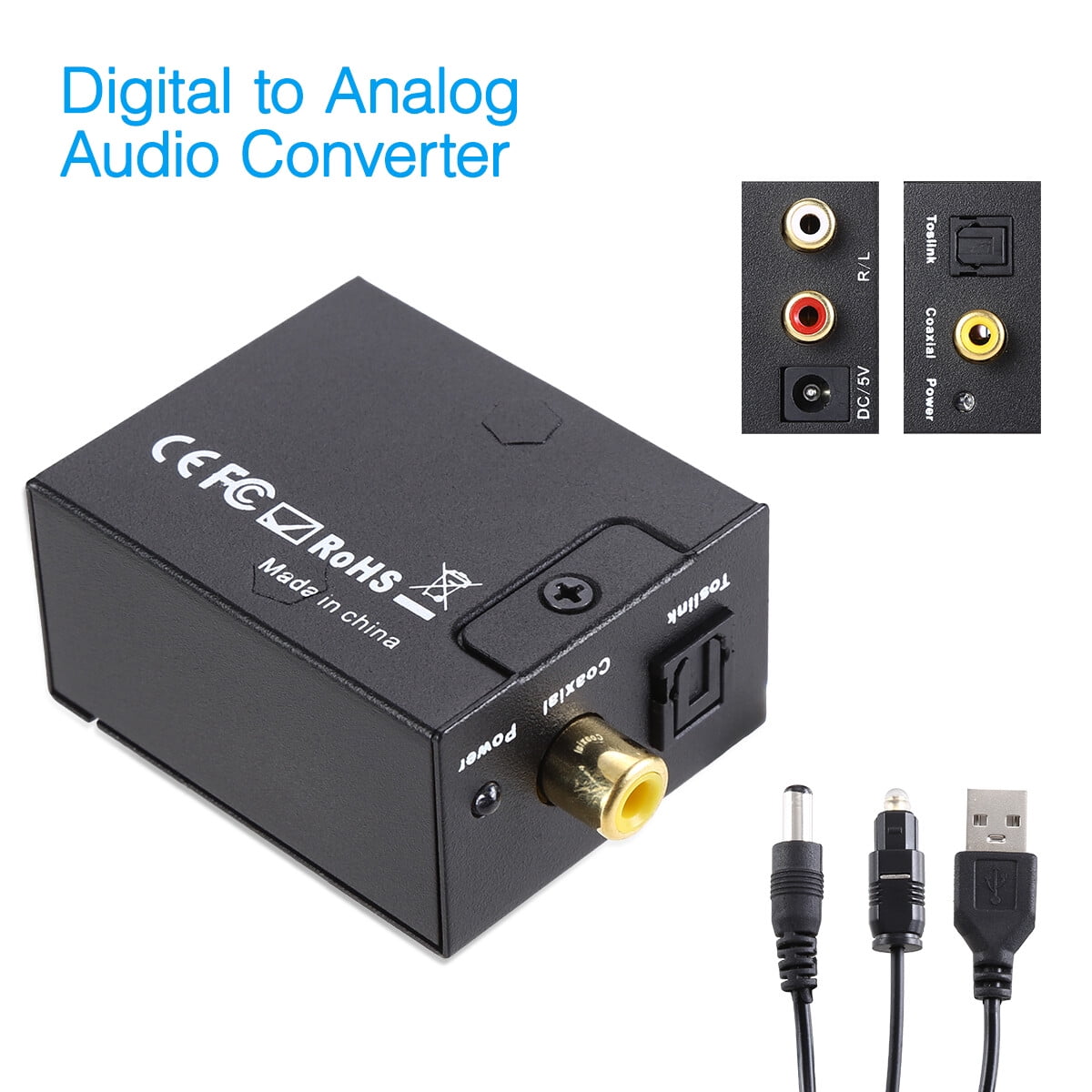 Digital Optical Coaxial Signal to Analog Audio Converter Adapter RCA Digital To Analog Audio Converter 