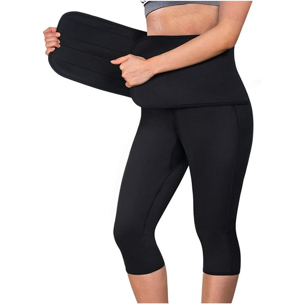 Women Sauna Yoga Pant Capris Fat Control Sweat Legging with Waist