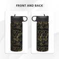 thumbnail image 3 of Yiaed Gold Gloss Outline Floral Print Water Bottle with Straw Lid, Stainless Steel Double Wall Insulated Water Bottle | Leak-Proof and Spill-Proof Water Bottle, 3 of 8