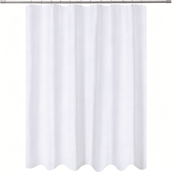 AUQ Fabric Shower Curtain Liner Extra Long 72 X 84 Inches with 2 Bottom Magnets, Hotel Quality, Washable, White Spa Bathroom Curtains with Grommets, 72X84