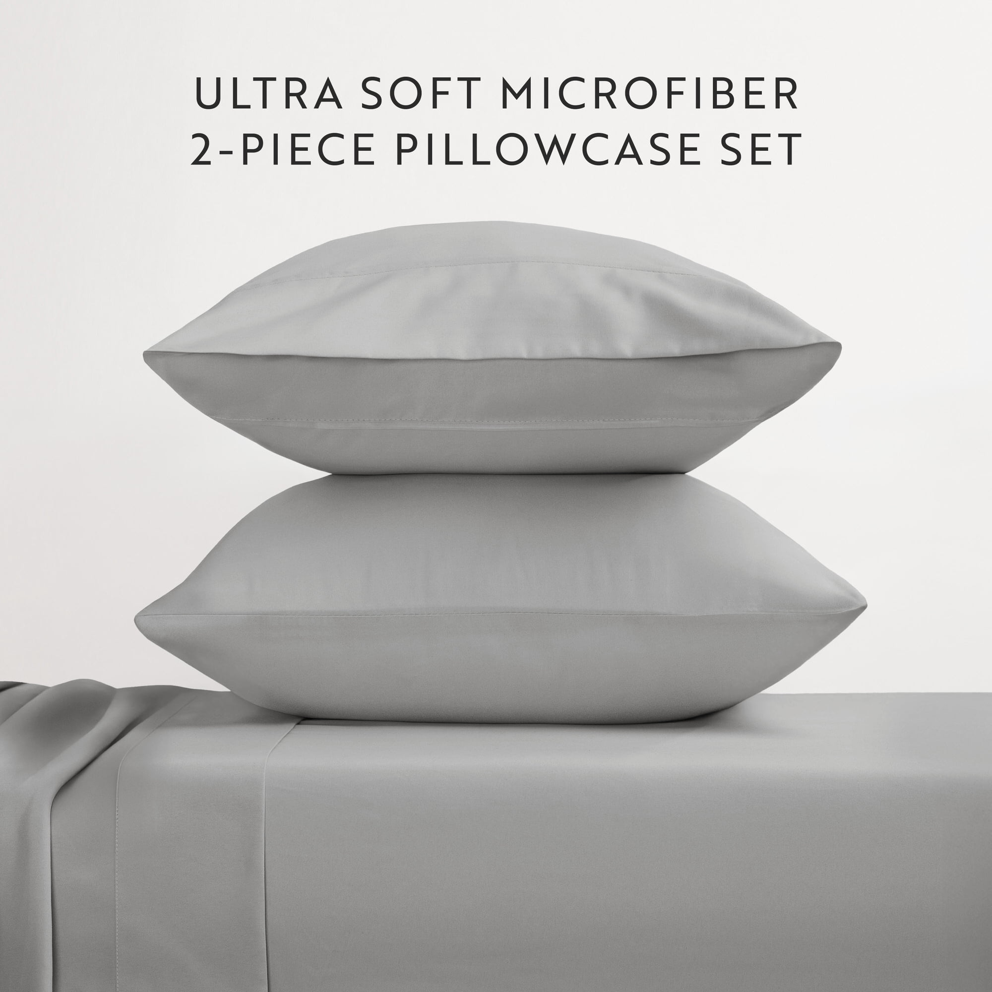 Noble Linens 2 Piece Pillow Case Set, Light Gray, King