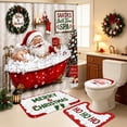 thumbnail image 2 of Clearance!4Pcs Christmas Shower Curtain Set, Funny Santa Taking Bubble Bath SPA Pattern Waterproof Bath Curtain with Non Slip Rugs & Toilet Lid Cover, Holiday Bathroom Decor with 12 Hooks, 2 of 7