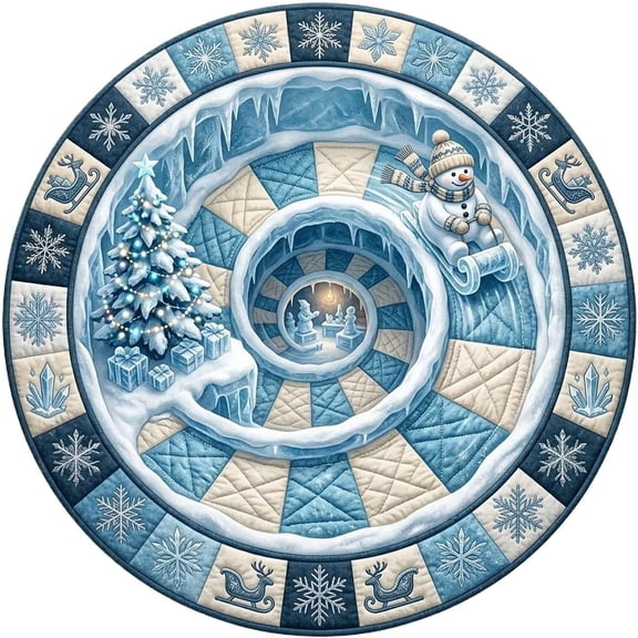 3D Christmas Illusion Round Rug, Christmas Snowman Non Slip Living Room Rug, Soft Backing Mat Home Decor For Bedroom Floor Party Decoration