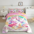 thumbnail image 2 of Manfei Cartoon Unicorn Bedding Comforter Set 2pcs for Kids Children,Kawaii Colorful Rainbow Twin Comforter Sets Microfiber,Cute Love Heart Breathable Bedding Set,Ultra Soft Home Decor,Reversible, 2 of 8