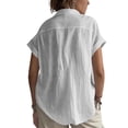 thumbnail image 2 of Cilsoka Linen Tops for Women - Summer Gauze Shirts Button Down Short Sleeve V Neck Blouses Dressy Casual Tunic Clothes, 2 of 5