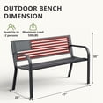 thumbnail image 2 of WLLJOY Metal Outdoor Bench, 47in Patio Garden Benches with National Flag Pattern Backrest for Backyard, Lawn, Deck, Porch, Park, Red, 2 of 10