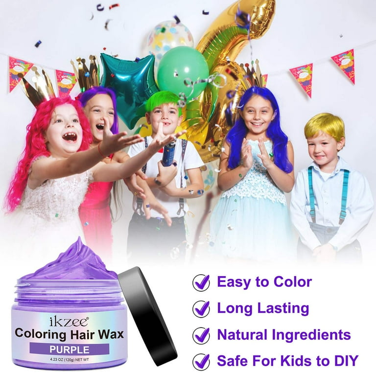 IKZEE Coloring Hair Wax, Purple Hair Styling Clay, Washable