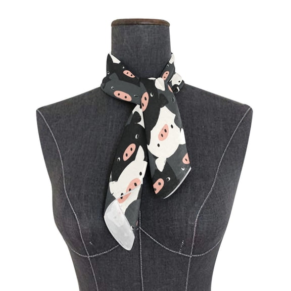 Square Scarf 24x24 Inch Monochrome Piggy Crowd Silky Satin Sun Protection Neck Scarf for Women Multi-Purpose Head Wrap Bandana for Hair Bag Decoration