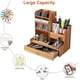 thumbnail image 3 of White Organizador de escritorio de madera, soporte para bolígrafo, organizador de escritorio, caja de almacenamiento de papelería de gran capacidad con cajón para el hogar, la ofi, 3 of 5