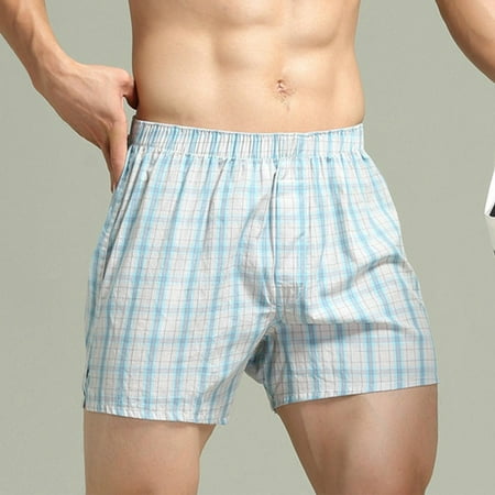 

Men Casual Loose Plaid Wide Leg Home Boxer Pajama Underwear Underpant Shorts