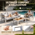 thumbnail image 5 of Aluminum Patio Furniture Set,5 Seat Outdoor Conversation Set with Thick Cushions and Coffee Table,Modern Metal Patio Sofa Set White, 5 of 7