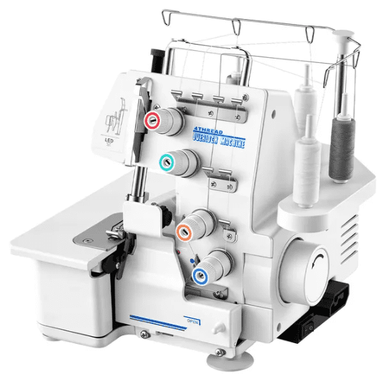Sewing Machine 1250 Stitches Per Minute 3 and 4 Thread Serger Overlock Machine with LED Light & Strong Suction Feet Heavy-Duty Metal Frame for Multiple Fabrics White