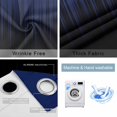 thumbnail image 4 of Navy Blue Black Ombre Blackout Curtains for Bedroom/Living Room, Thermal Insulated Kitchen Curtains, Modern Abstract Striped Gradient Grommet Darkening Window Treatment Drapes 52"x63"x2, 4 of 8