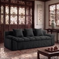 thumbnail image 6 of LUCKHAO 71" Corduroy Frameless Foam Sofa, No Assembly 3-Seat Couch for Small Spaces with 3 Pillows, Antique Black, 6 of 9