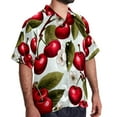 thumbnail image 2 of Cherry Men's Short Sleeve Casual Printed Button Down Beach Shirt Summer Unisex Top, 2 of 6